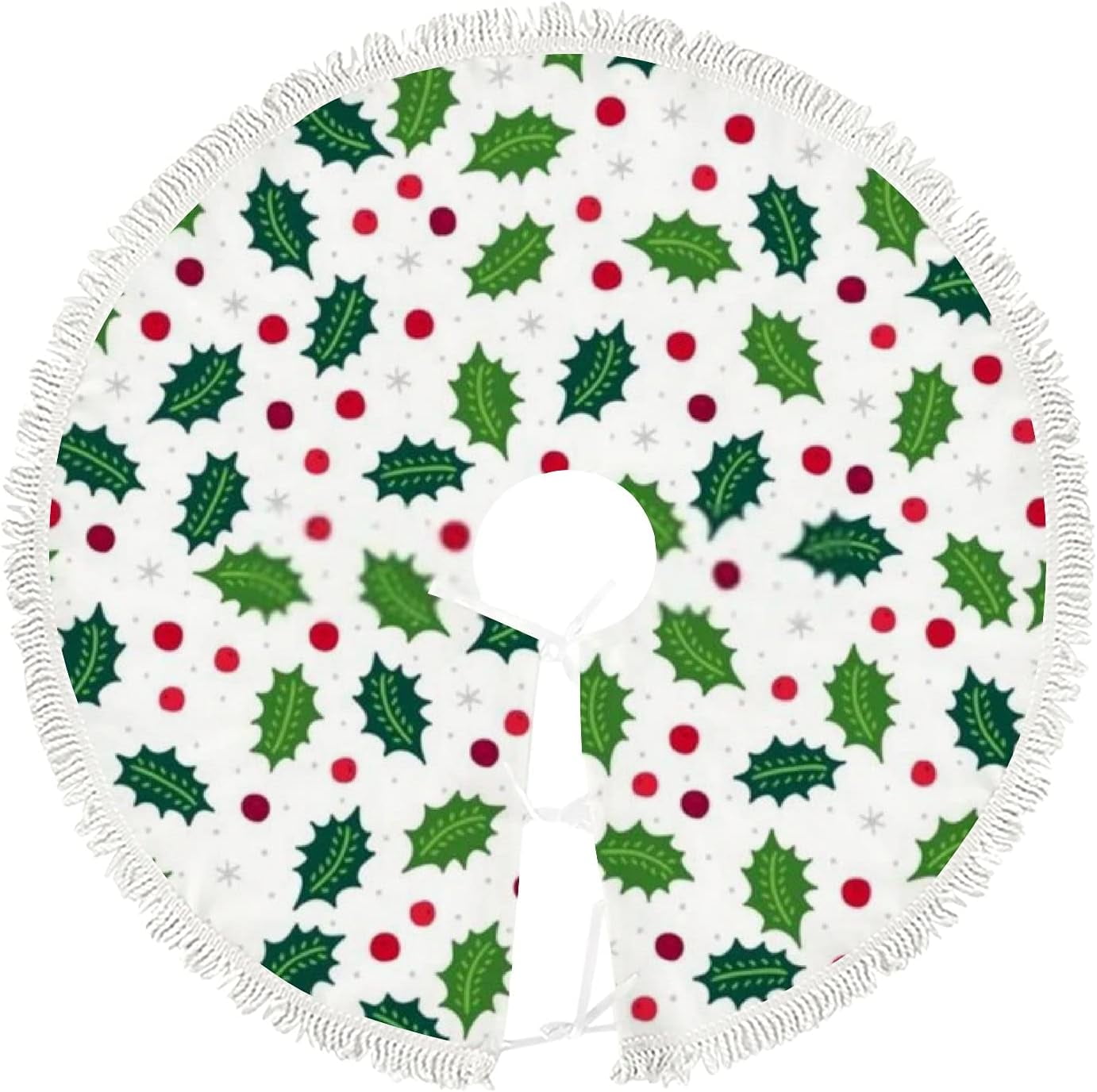 Dreamtimes Christmas Tree Skirt,30 in Christmas Berry Holly Snowflakes