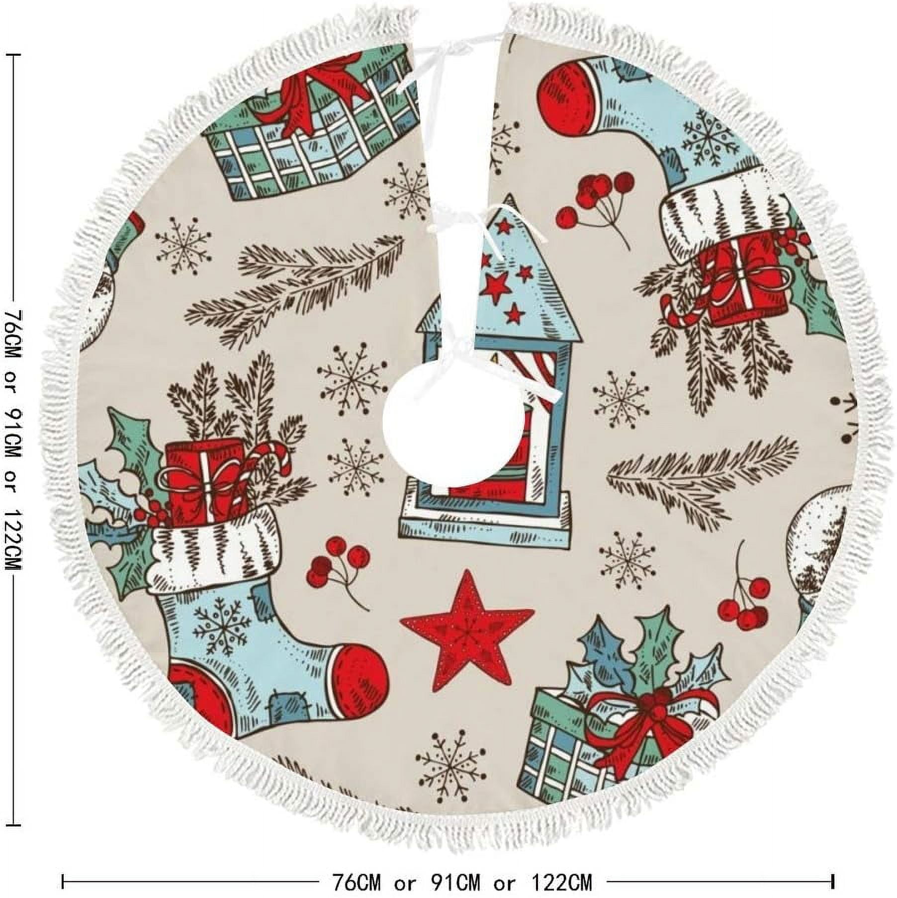 Dreamtimes Christmas Tree Skirt,30 in Christmas Boots Bell Star Present