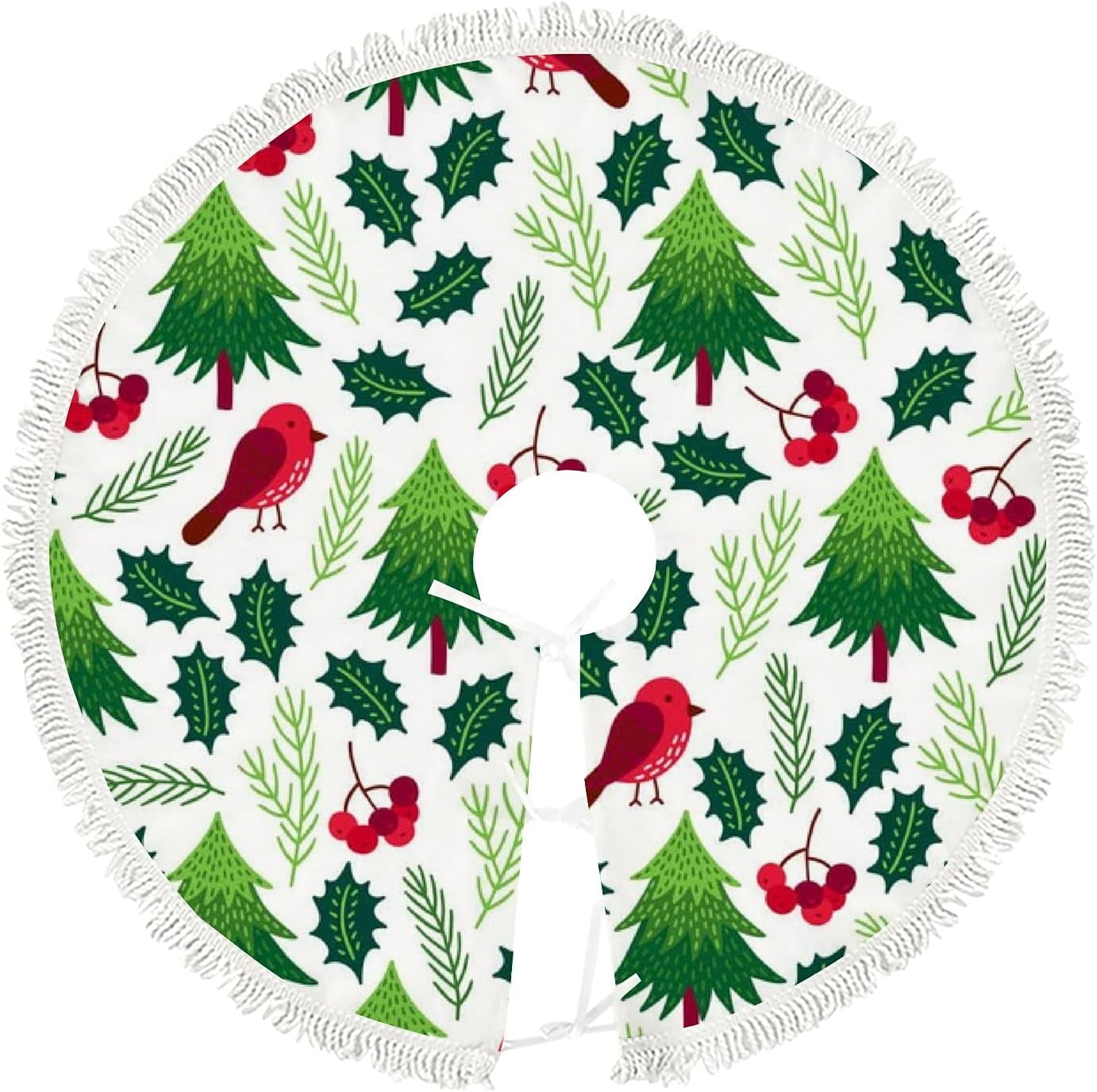 Dreamtimes Christmas Tree Skirt,30 in Christmas Fir Tree Berry