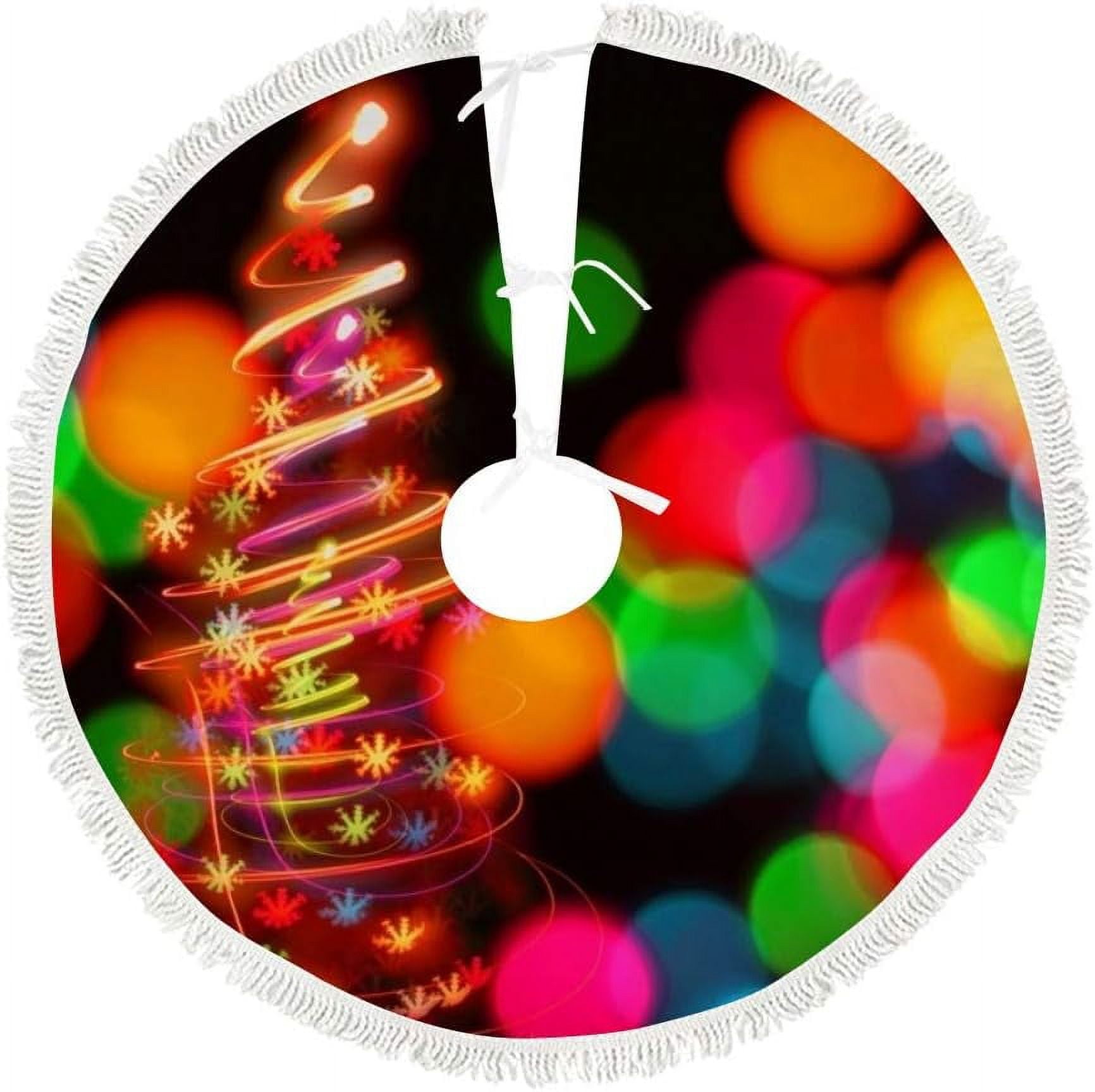 Dreamtimes Christmas Tree Skirt,30 in Christmas Lights Bulbs Christmas