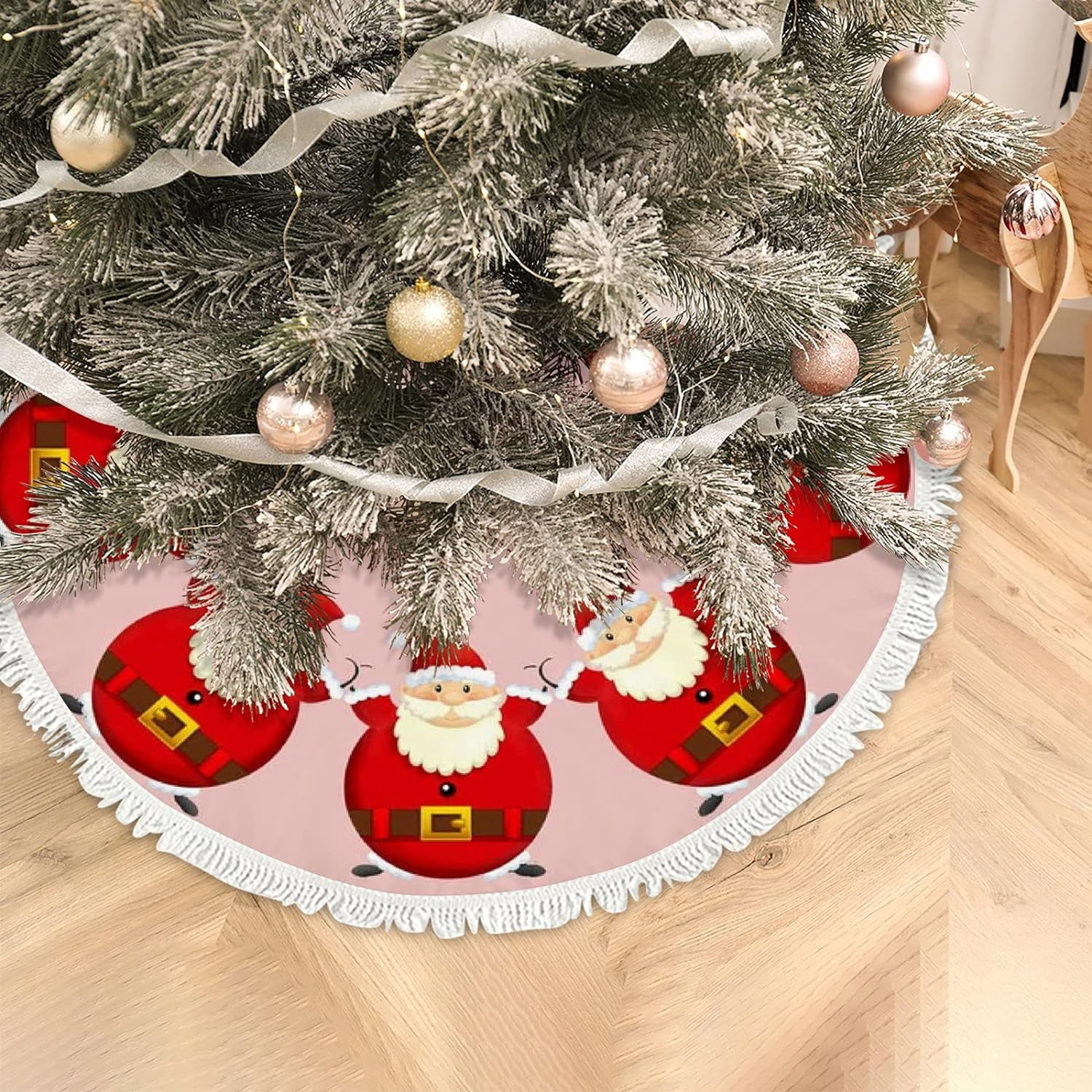 Dreamtimes Christmas Tree Skirt,30 in Christmas Santa Claus on Pink