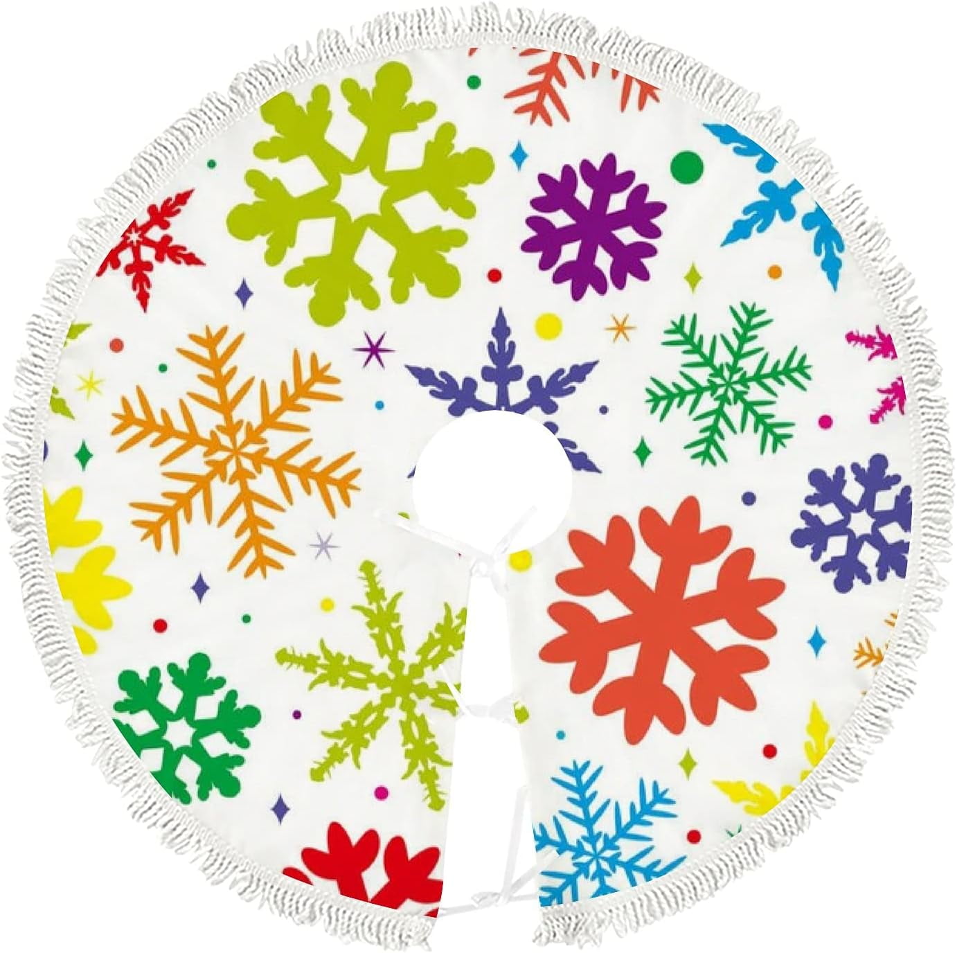 Dreamtimes Christmas Tree Skirt,30 in Colorful Snowflakes Christmas Tree Mat for Christmas