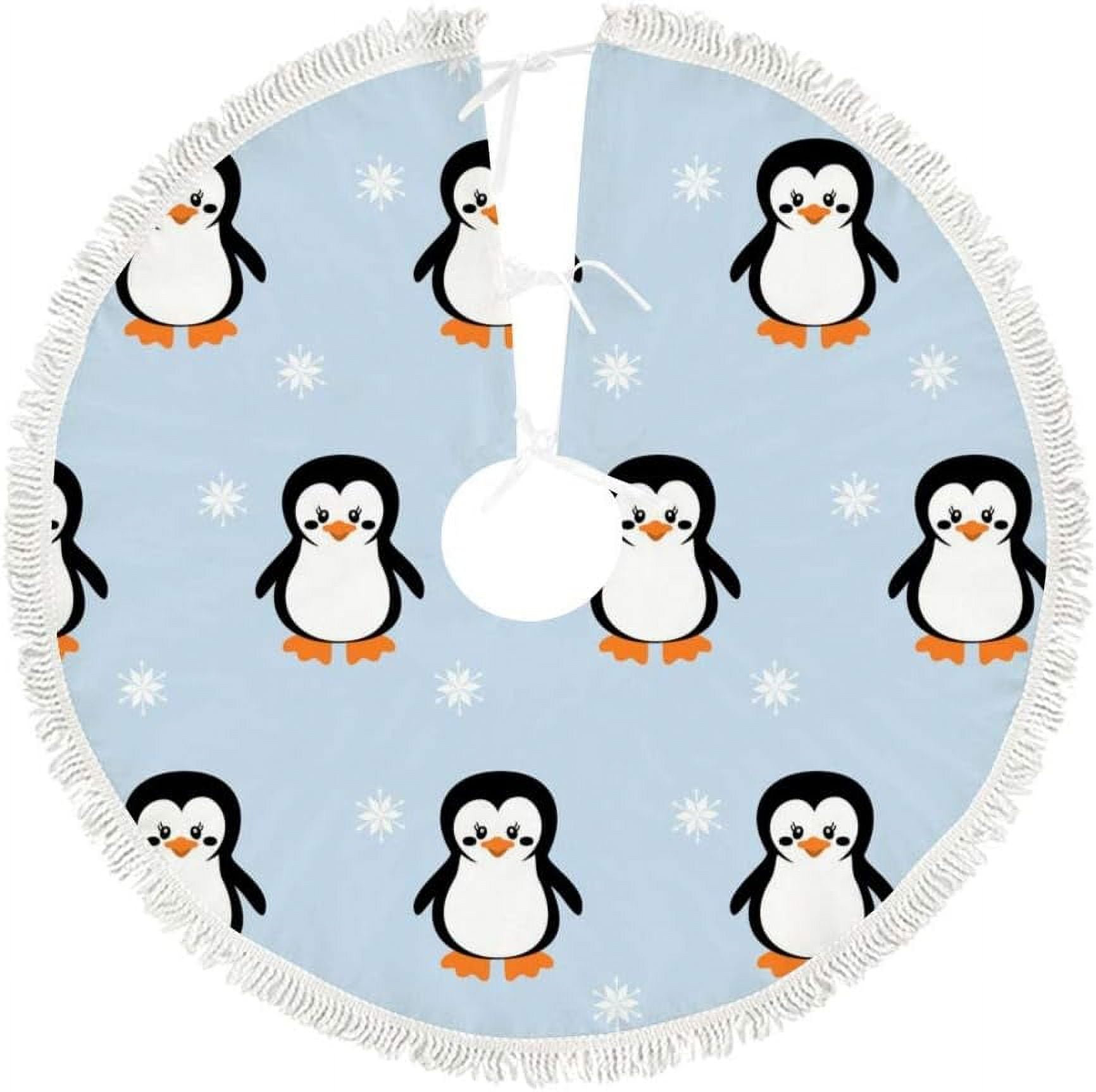 Dreamtimes Christmas Tree Skirt,30 in Cute Penguins and Snowflakes