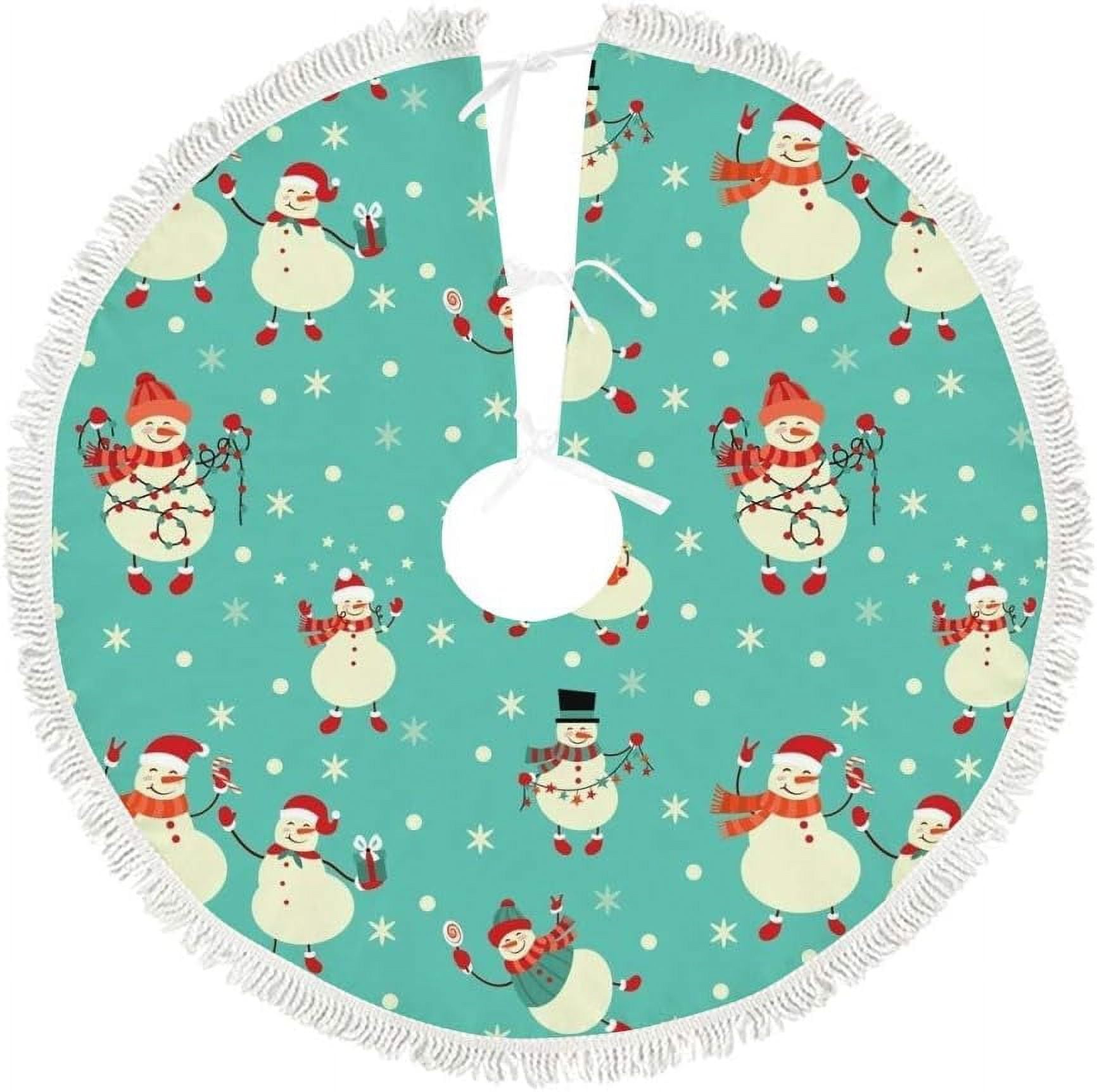 Dreamtimes Christmas Tree Skirt,30 in Snowmen with Snowflakes Christmas