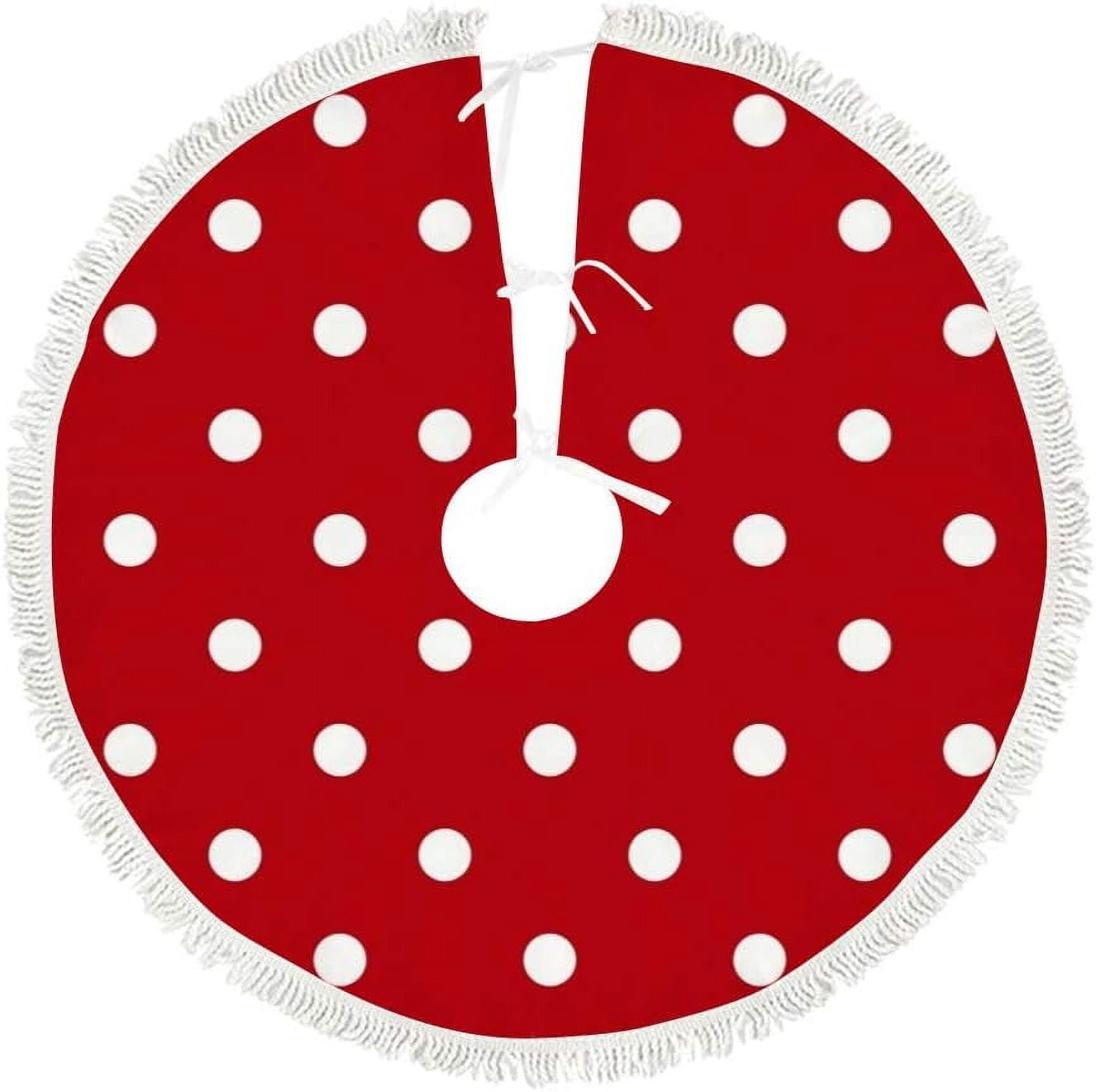 Dreamtimes Christmas Tree Skirt,30 in White Polka Dot On Red Christmas