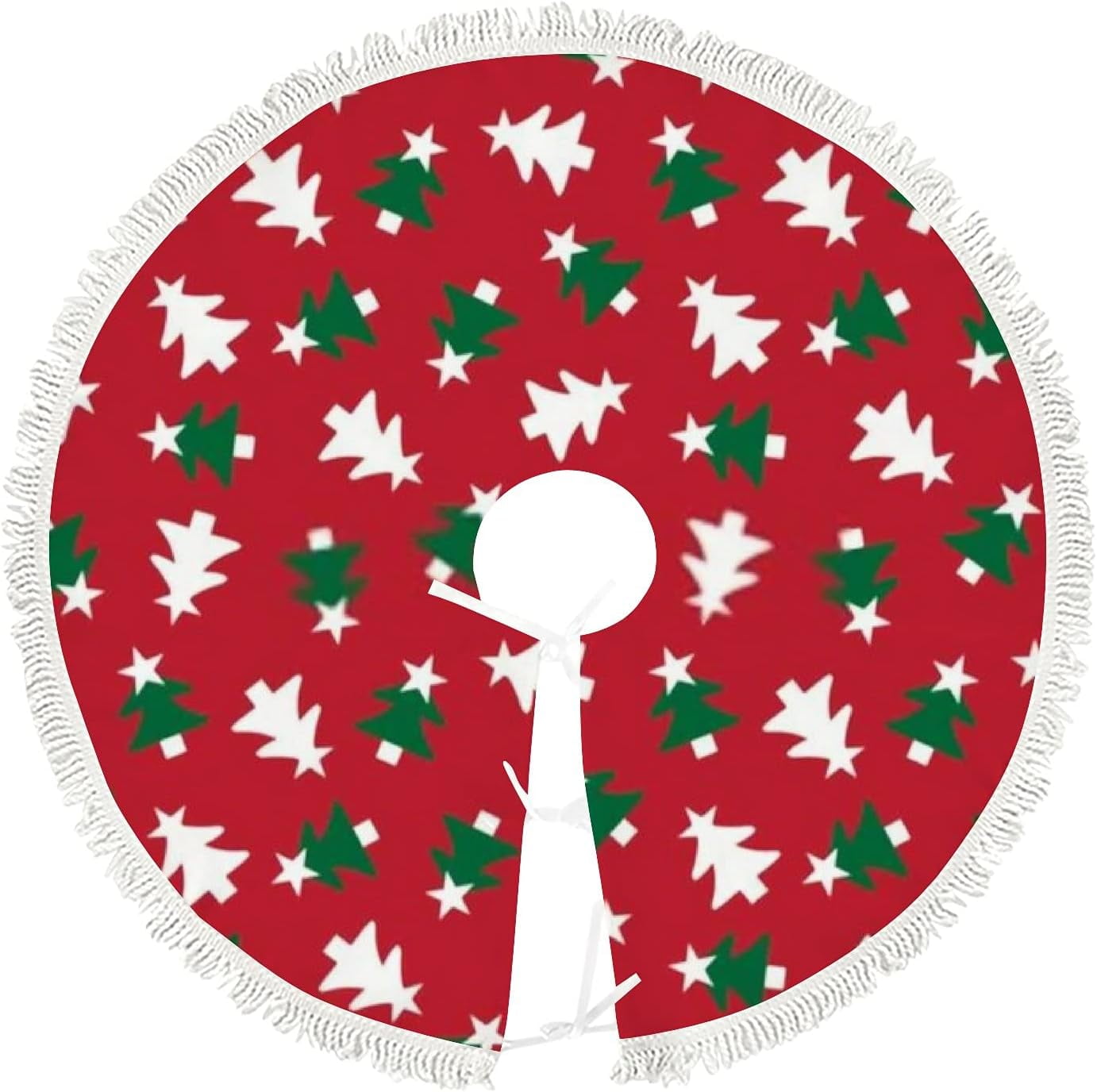 Dreamtimes Christmas Tree Skirt,36 in Christmas White Green Trees