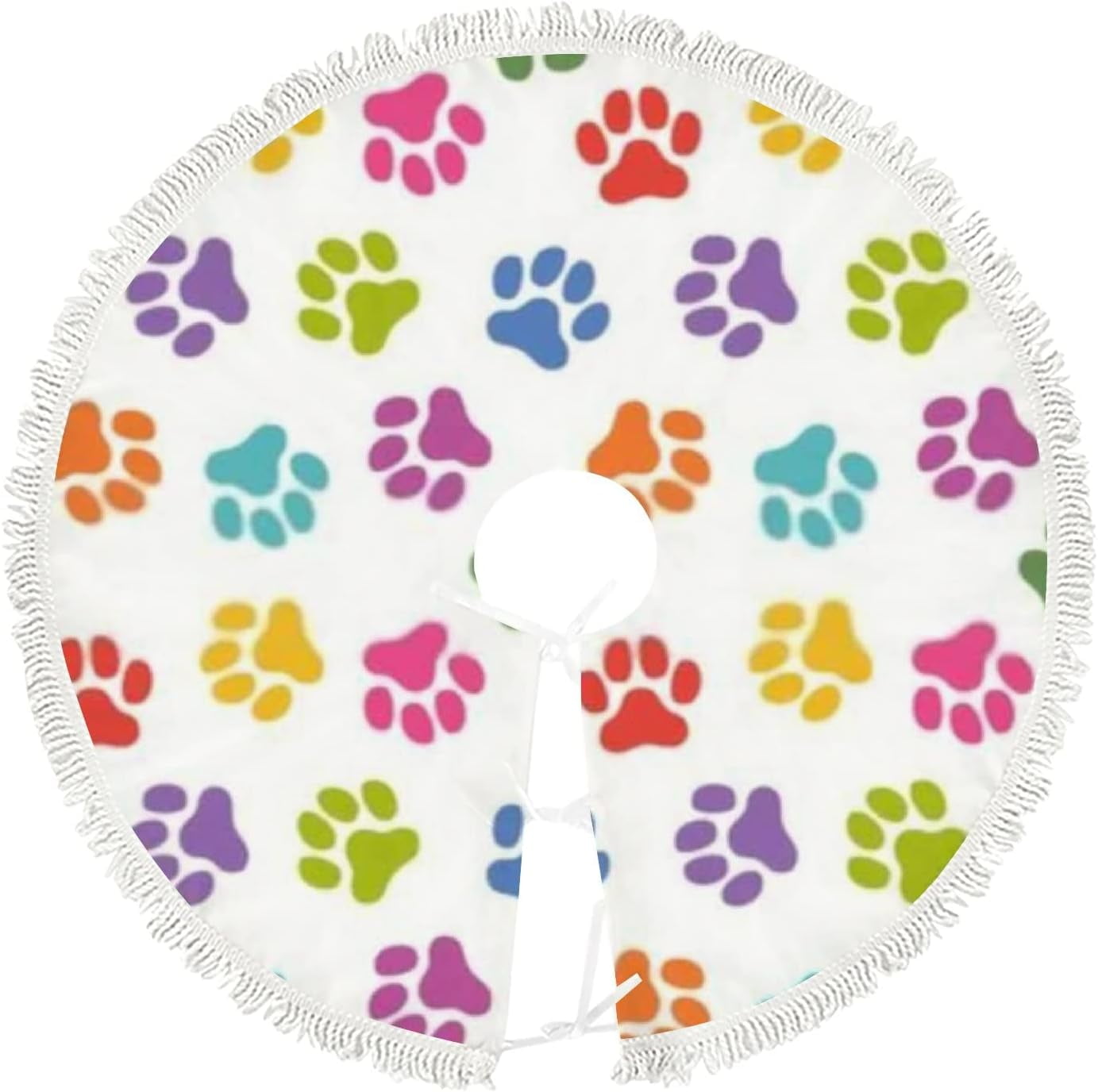 Dreamtimes Christmas Tree Skirt Dog Paw Prints Pattern 30 Inches for