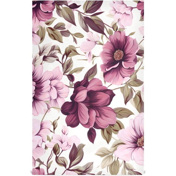 Dreamtimes Claret Flowers Kitchen Towel, Dish Towels Quick Drying Tea Towels Absorbent Hand Towels for Kitchen Sink Dinner Table 28 x 18 Inches, Set of 1