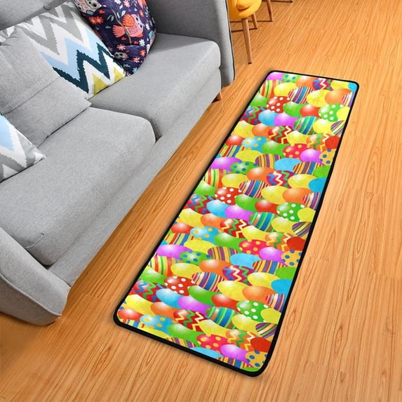 Dreamtimes Colored Easter Eggs Hallway Runner Rug 2'x6' Kitchen Rug with Rubber Backing Colorful Non Slip Entryway Rug Runner Washable Soft Area Rug for Hallway Bedroom Kitchen Decor