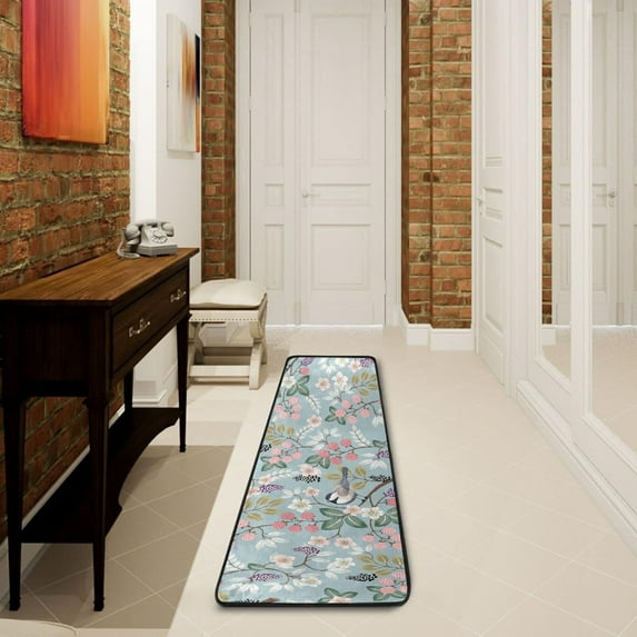 Dreamtimes Colorful Flower Hallway Runner Rug 2'x6' Kitchen Rug with Rubber Backing Spring Non Slip Entryway Rug Runner Washable Soft Area Rug for Hallway Bedroom Kitchen Decor