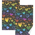 thumbnail image 1 of Dreamtimes Colorful Love Hand Towels, 2 PCS Pack 16 x 28 Inches Extra Absorbent Pure Cotton Towels, Super Soft Hand Towel for Bathroom, Hotel, Kitchen, Gym, 1 of 7
