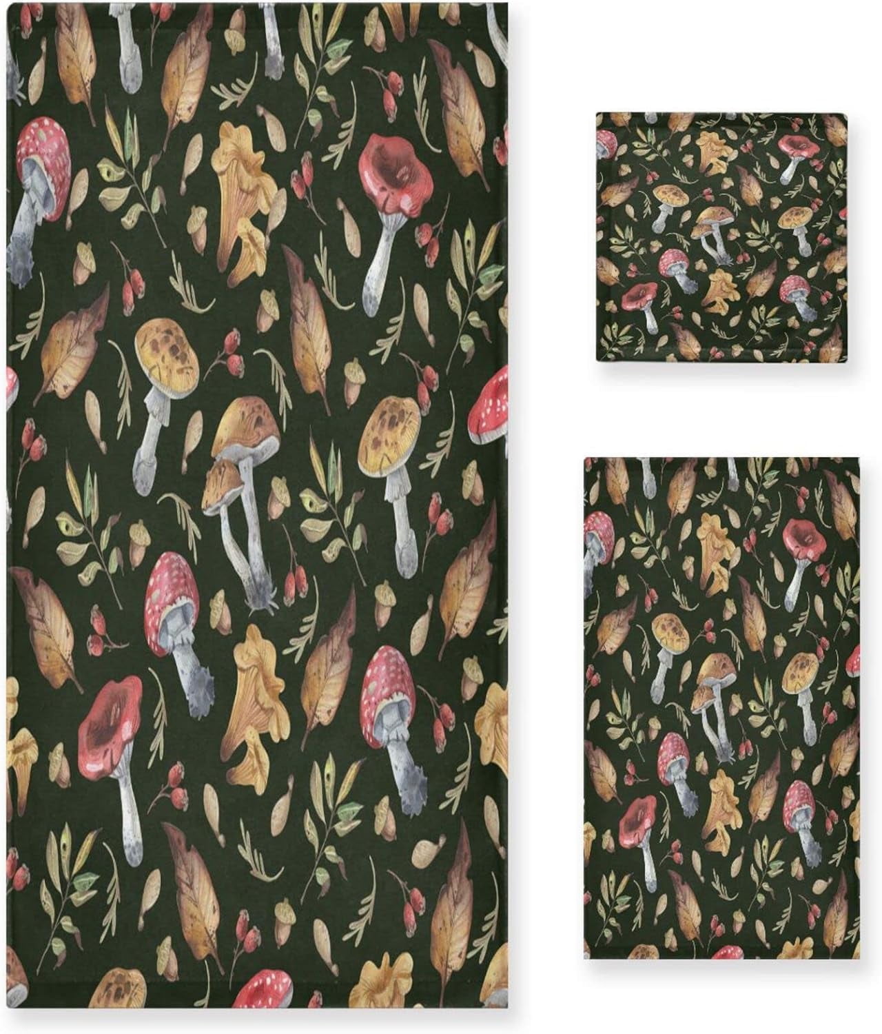 Dreamtimes Colorful Mushroom Towel Set of 3, Ultra Soft and Absorbent ...