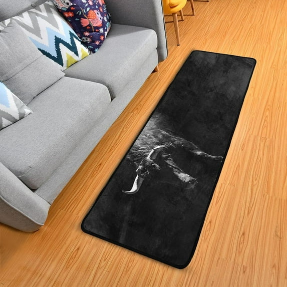 Dreamtimes Cool Bullring Cow Cattle Hallway Runner Rug 2'x6' Kitchen Rug with Rubber Backing Bull Animal Non Slip Entryway Rug Runner Washable Soft Area Rug for Hallway Bedroom Kitchen Decor