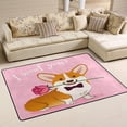 thumbnail image 1 of Dreamtimes Corgi Dog Rose Flower Non-Slip Area Rug 72"x48", Valentine I Woof You Soft Non Slip Washable Floor Mats for Indoor Front Porch,Living Room, Bedroom,Kitchen, 1 of 5