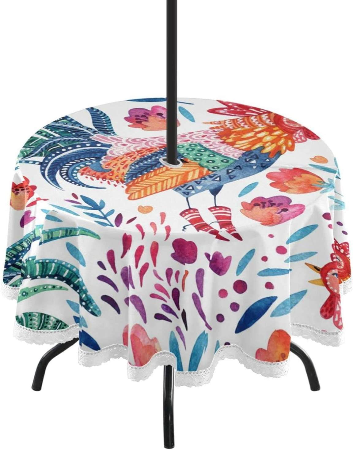 Dreamtimes Cork Flower Leaves 60" Round Tablecloth with Zipper Umbrella