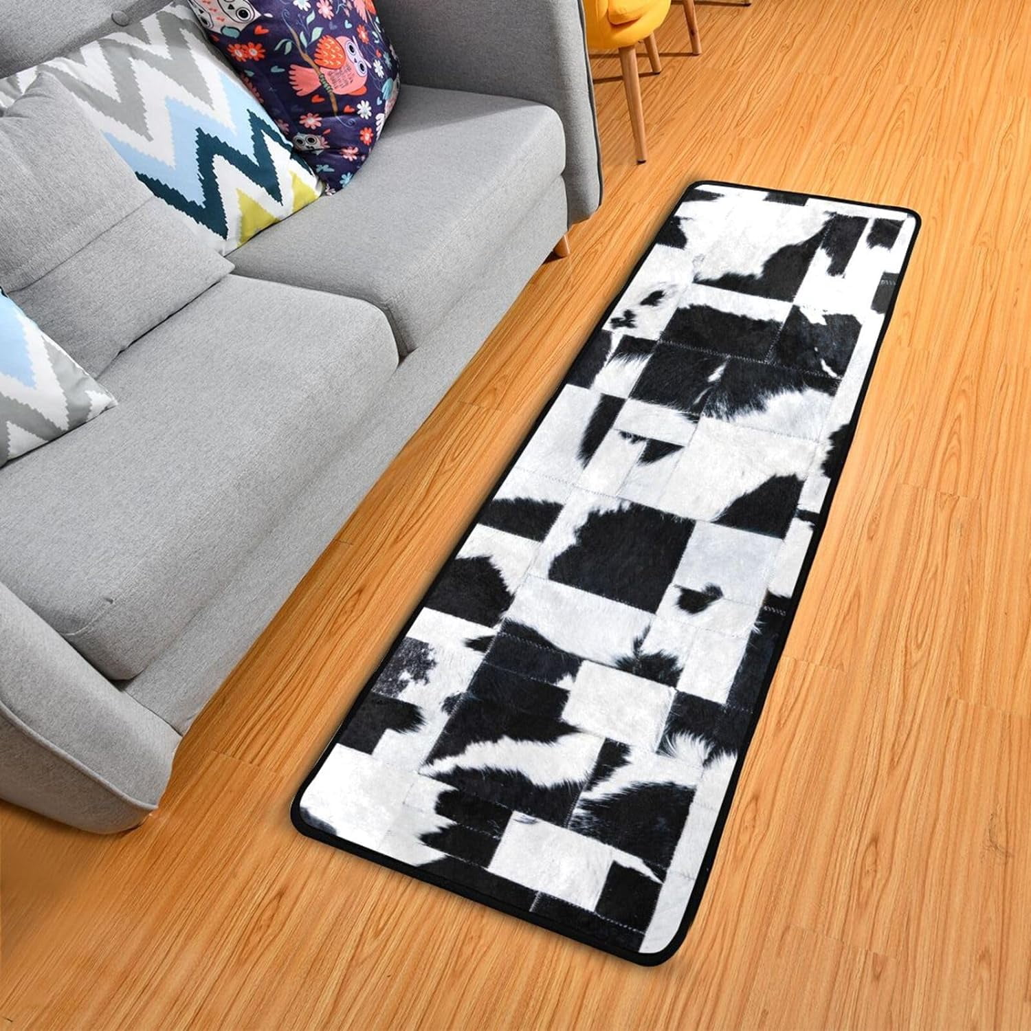 Dreamtimes Cow Skin Runner Rug 2'x6' Kitchen Rug Non Slip with Rubber ...