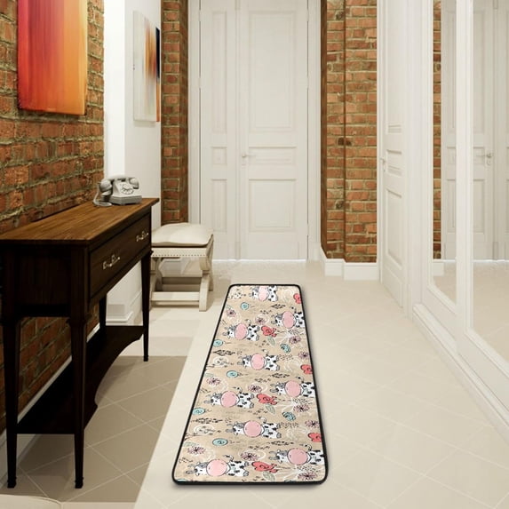 Dreamtimes Cows Baby Cute Hallway Runner Rug 2'x6' Kitchen Rug with Rubber Backing Lovely Animals Non Slip Entryway Rug Runner Washable Soft Area Rug for Hallway Bedroom Kitchen Decor