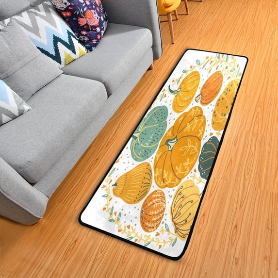 Dreamtimes Cute Autumn Pumpkins Hallway Runner Rug 2'x6' Kitchen Rug with Rubber Backing Happy Fall Non Slip Entryway Rug Runner Washable Soft Area Rug for Hallway Bedroom Kitchen Decor