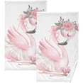 thumbnail image 1 of Dreamtimes Cute Ballet Flamingo Rose Flower Hand Towels for Bathroom 100% Cotton 2 pcs Face Towel 16 x 28 inch, Absorbent Soft & Skin-Friendly, 1 of 6