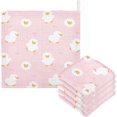 thumbnail image 1 of Dreamtimes Cute Cartoon Duck Pink Baby Muslin Washcloths Face Towel, 3 PCS Burp Cloths Cotton Wipes Infant Wash Cloth for Newborn Boys Girls 12x12 inches, 1 of 7