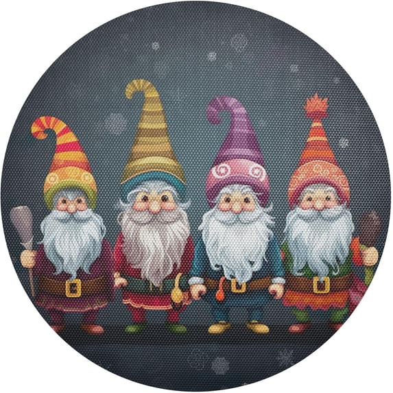 Dreamtimes Cute Christmas Gnome Placemats Set of 1 Non-Slip Heat Resistant Dining Table Place Mats Washable Kitchen PVC Weave Table Mats