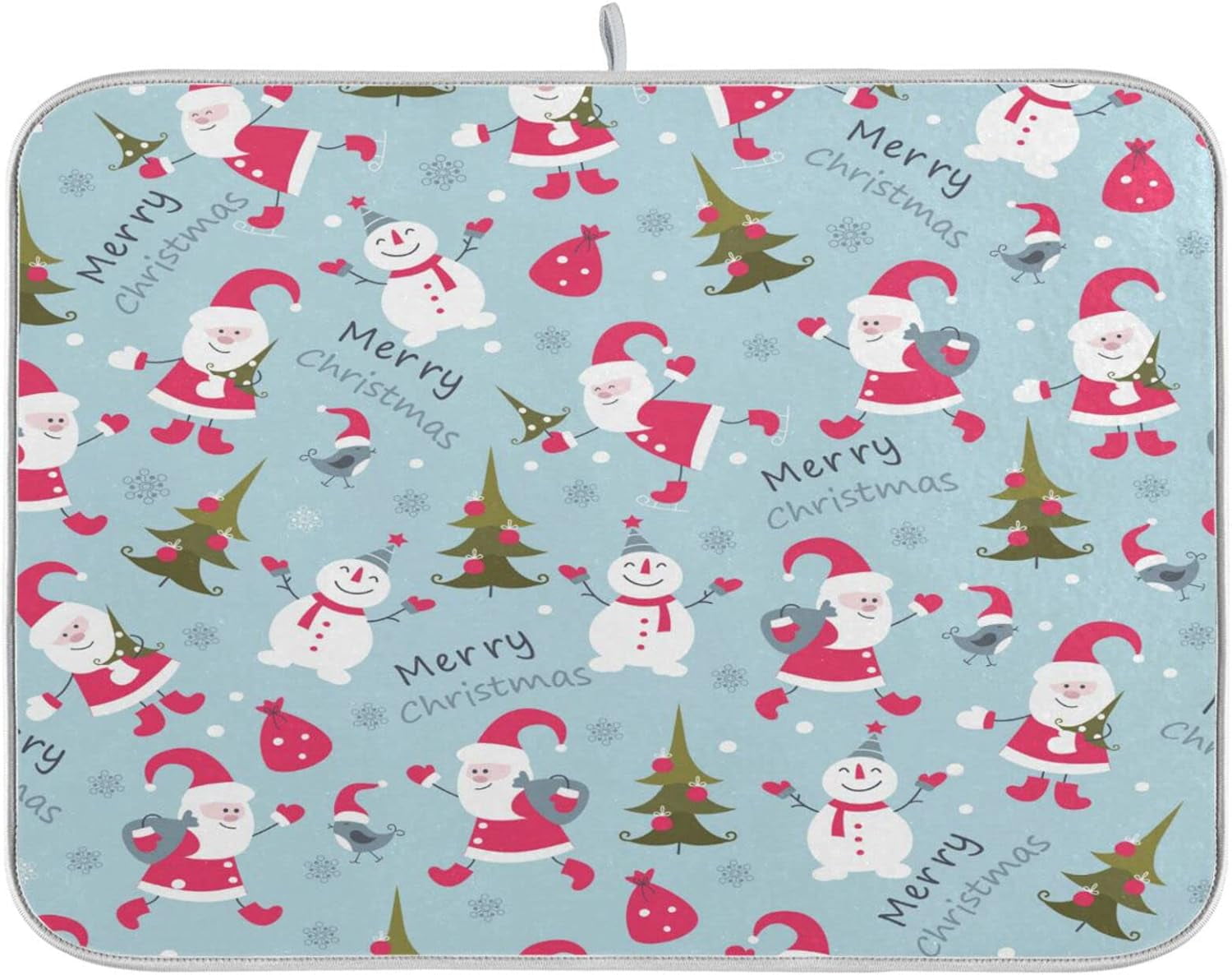 Dreamtimes Cute Christmas Santa Snowman Christmas Tree Dish Drying Mat for Kitchen Counter