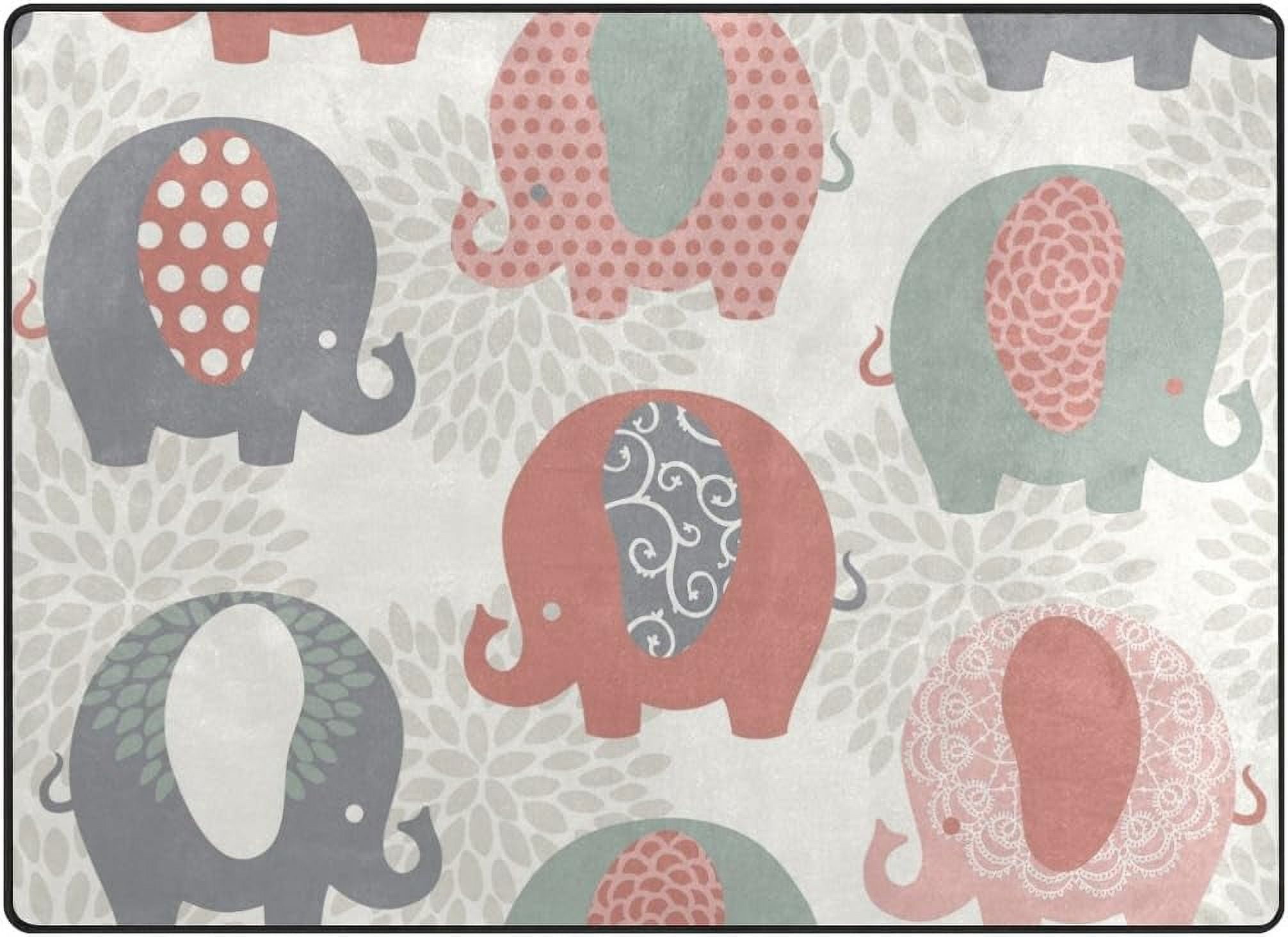 Dreamtimes Cute Colorful Elephants Area Rug Pad - 80 x 58 inch - 100% ...