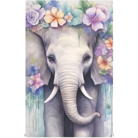 Dreamtimes Cute Elephant Watercolor Kitchen Towels, 18 x 28 Inch Super Soft and Absorbent Dish Cloths for Washing Dishes, 1 PCS Reusable Multi-Purpose Microfiber Hand Towels for Kitchen