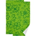 thumbnail image 1 of Dreamtimes Cute Green Clovers Hand Towels 2 PCS, Ultra Soft and Highly Absorbent, Saint Patrick's Day Decorative Fingertip Towel for Home, Bathroom, Kitchen, 28.3"x14.4", 1 of 5