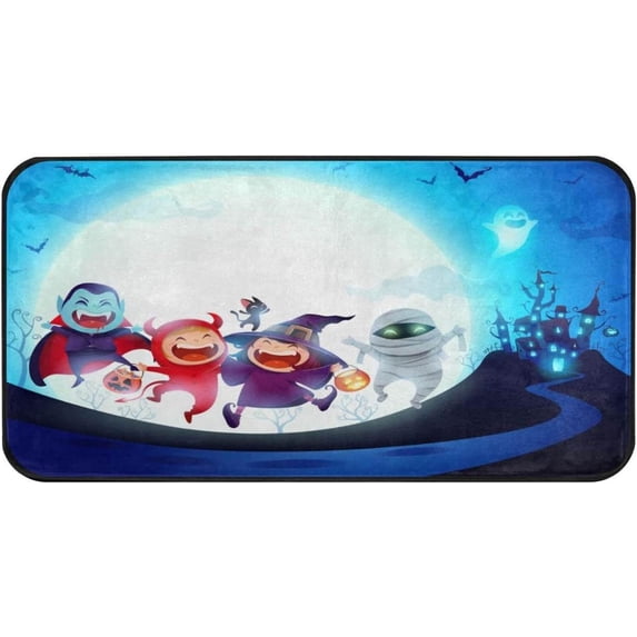Dreamtimes Cute Halloween Witch Kitchen Rugs 39×20 in,Non Slip Washable Cushioned Carpets Polyester AntiFatigue Comfort Porch Floor Mat Halloween Decoration