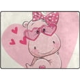 thumbnail image 1 of Dreamtimes Cute Hippo Girl in Sunglasses on Heart Lightweight Carpet Mats, 5'3" x 4' Area Soft Rugs, Floor Mat Rug Home Decoration for Kids Room Living Room, 63"x 48", 1 of 6