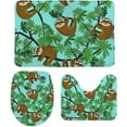 thumbnail image 1 of Dreamtimes Cute Jungle Sloths Bathroom Rug Mats Set 3 Piece Contour Mat and Lid Cover, 1 of 3