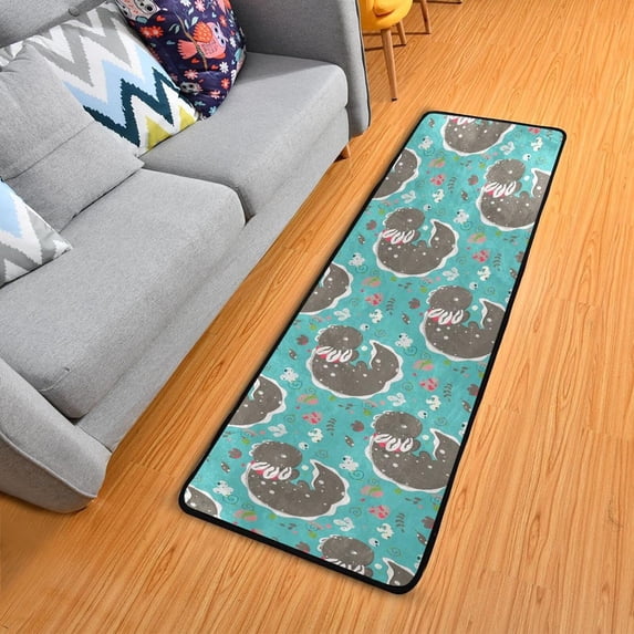 Dreamtimes Cute Kawaii Axolotl Hallway Runner Rug 2'x6' Kitchen Rug with Rubber Backing Drawing Non Slip Entryway Rug Runner Washable Soft Area Rug for Hallway Bedroom Kitchen Decor
