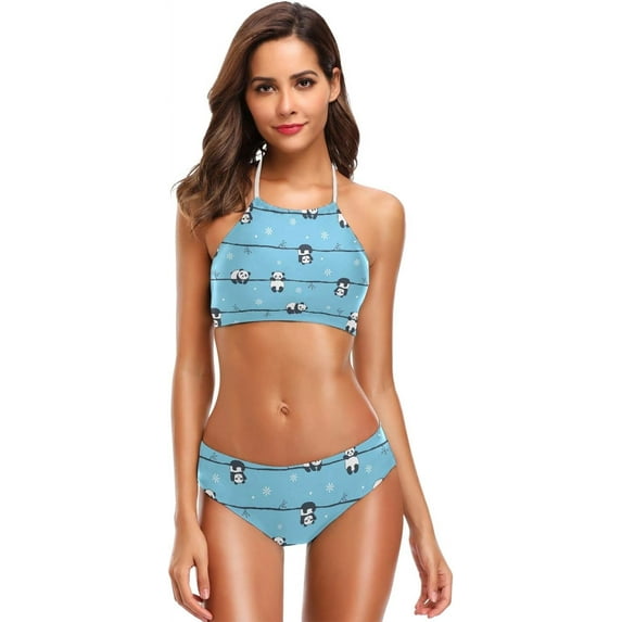 Dreamtimes Cute Little Panda Bear Swimsuits Padded Bikini Sets Sexy Swimwear for Women, X-Large