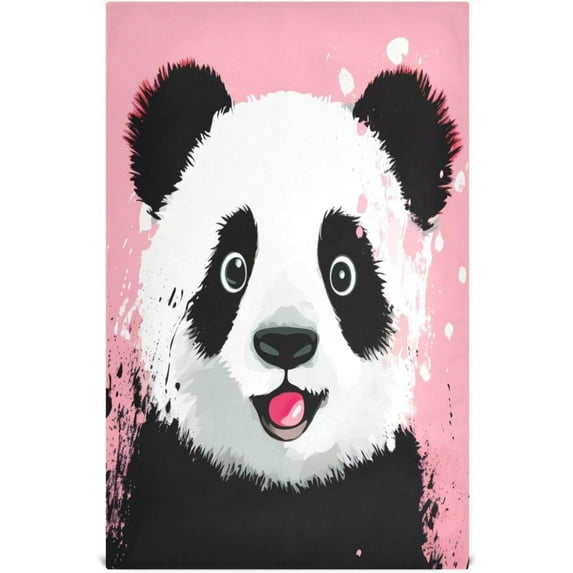 Dreamtimes Cute Panda Pink Kitchen Towels, 18 x 28 Inch Super Soft and Absorbent Dish Cloths for Washing Dishes, 1 PCS Reusable Multi-Purpose Microfiber Hand Towels for Kitchen