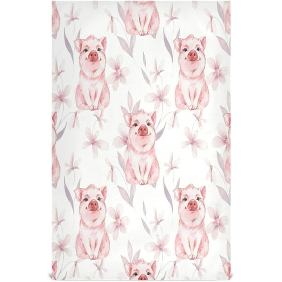 Dreamtimes Cute Pig Kitchen Dish Towel 1 Pack, Soft Absorbent Dishcloths Reusable Hand Towel Washable Tea Towels for Home Kitchen Bar Table Decor, 28 x 18 Inch