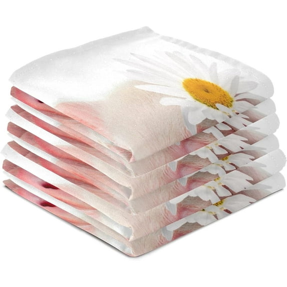 Dreamtimes Cute Pig Piggy with Daisy Flower Kitchen Towels Bar Tea Dish Towel Dishcloths Set of 6 Super Absorbent Soft 18 x 28 inches