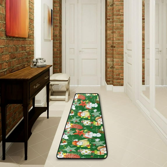 Dreamtimes Cute Snowman Winter Hallway Runner Rug 2'x6' Kitchen Rug with Rubber Backing Merry Xmas Theme Non Slip Entryway Rug Runner Washable Soft Area Rug for Hallway Bedroom Kitchen Decor