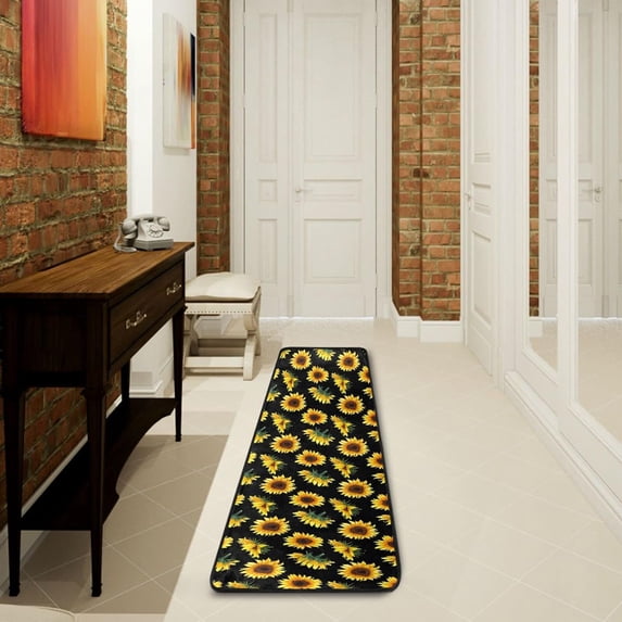 Dreamtimes Cute Sunflowers Hallway Runner Rug 2'x6' Kitchen Rug with Rubber Backing Summer Floral Non Slip Entryway Rug Runner Washable Soft Area Rug for Hallway Bedroom Kitchen Decor