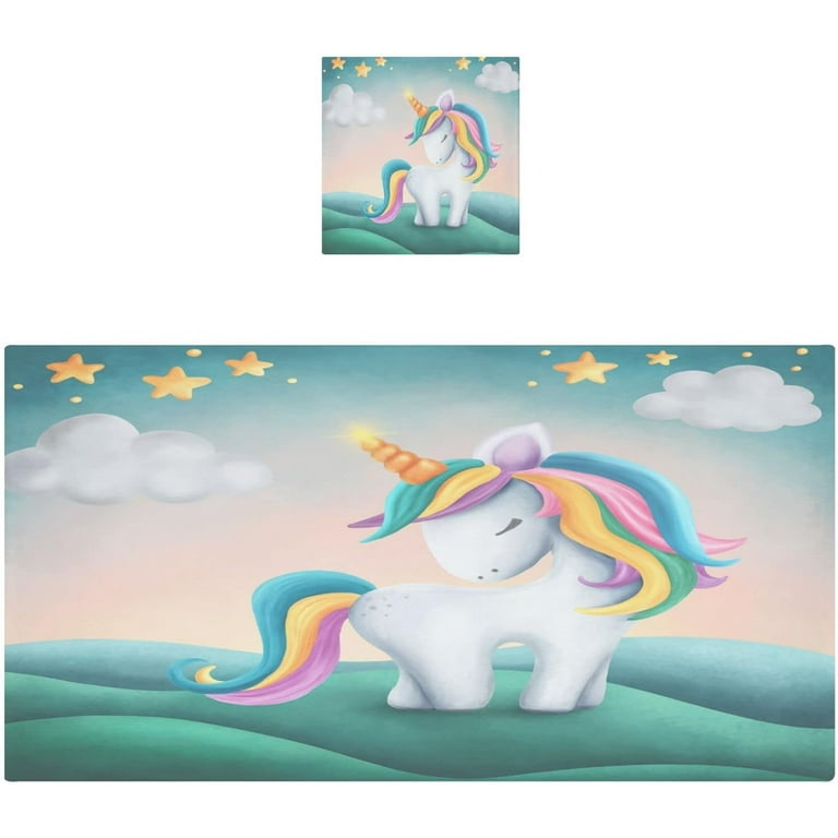 Dreamtimes Cute Unicorn Bath Towel Set Pure Cotton Washcloth Lightweight and Highly Absorbent Quick Drying Towels for Bathroom
