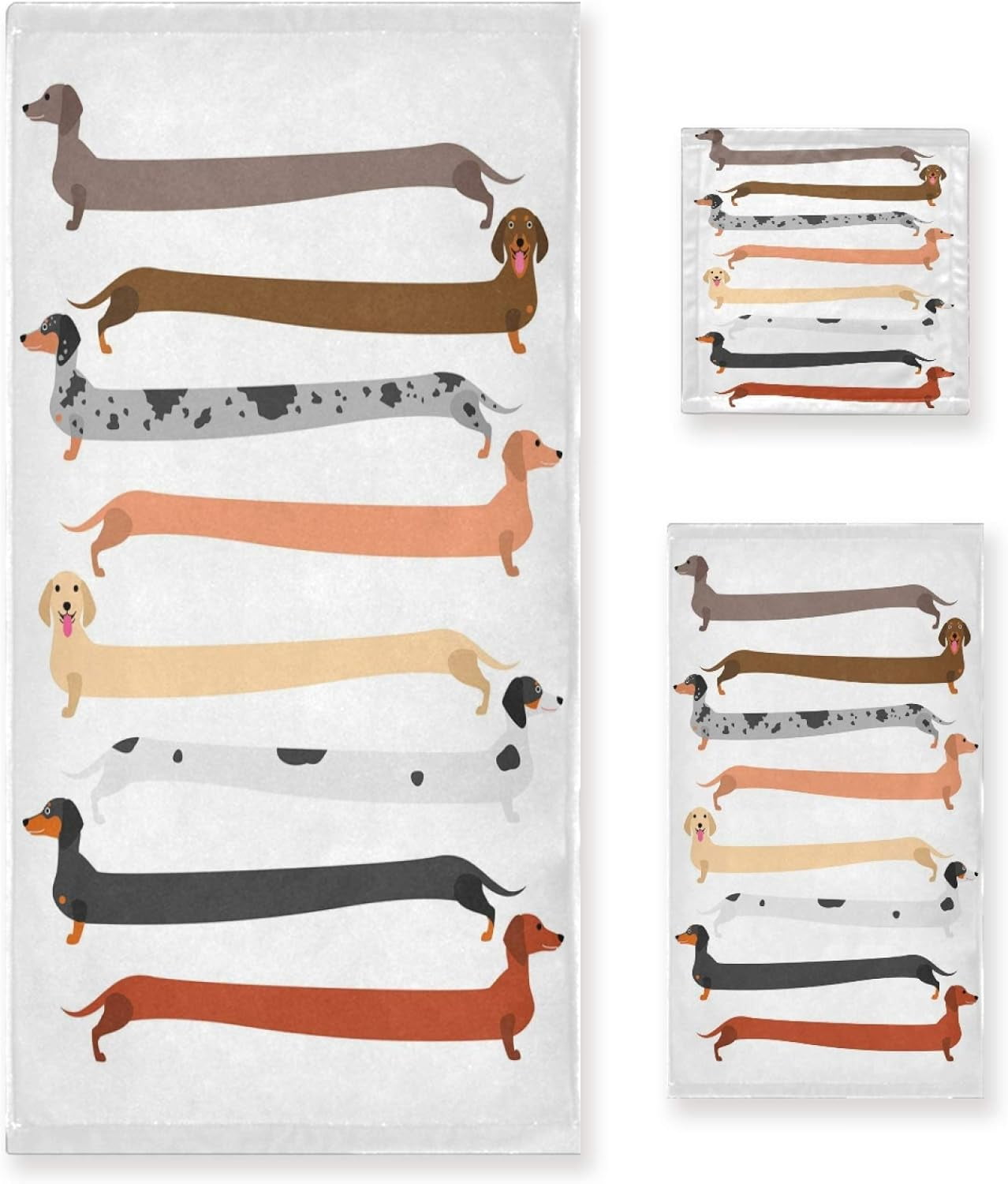 Dreamtimes Cute Very Long Colorful Dachshund Set Soft 3 Pieces Towels ...