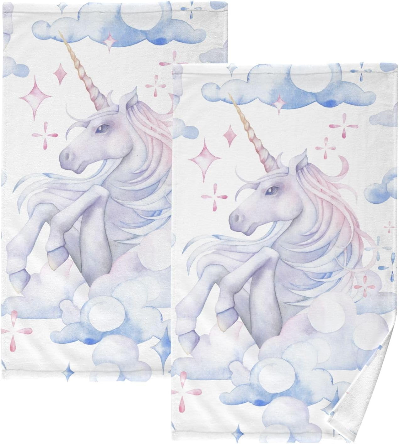 Dreamtimes Cute Watercolor Unicorn Hand Towels, 2 PCS Pack 16 x 28 ...