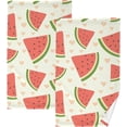 thumbnail image 1 of Dreamtimes Cute Watermelon Slice Cotton Towels Set 2 Pcs Absorbent Hand Towel Face Towels Kitchen Towels Bath Towels for Bathroom Laundry Room Kitchen 16 x 28 Inches, 1 of 7