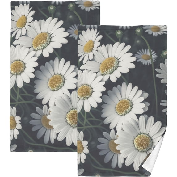 Dreamtimes Daisies Field Hand Towels 2 Pieces, Cotton Bath Towel for Drying Face Hands Body Decorative Water Absorbent Lightweight Towels for Bathroom Ktichen Travel Gym,16"x28"