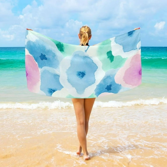 Dreamtimes Delicate Floral Beach Towel Microfiber, 31"x 71" Large Quick Dry Travel Towel Beach Blanket for Women Men Travel Swim Camping Holiday
