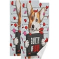 thumbnail image 1 of Dreamtimes Dog Welsh Corgi Arrow Hand Towels 2 PCS, Valentine Guilty of Love Kitchen Towel Ultra Soft and Highly Absorbent,Decorative Fingertip Face Towel for Bathroom Hotel, 28.3"x 14.4", 1 of 6