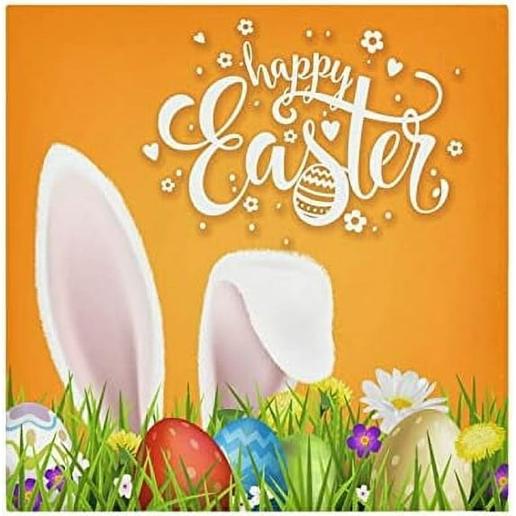 Dreamtimes Easter Bunny Eggs Cloth Napkins Set of 1, Oversized Washable Reusable Polyester Dinner Table Napkins for Family, Restaurant, Party Decor, 20"x 20"