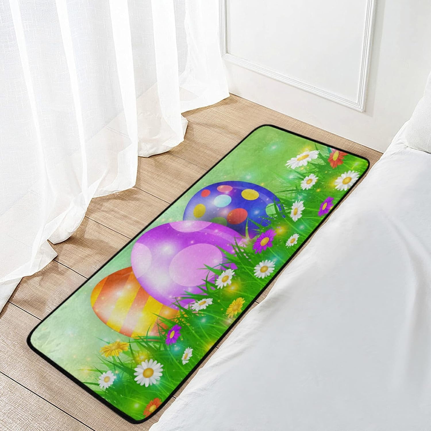 Dreamtimes Easter Bunny Eggs Kitchen Rug NonSlip Bath Rug Doormats