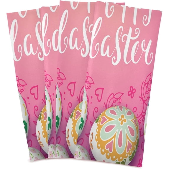 Dreamtimes Easter Egg Kitchen Dish Towel 4 Pack, Soft Absorbent Dishcloths Reusable Hand Towel Washable Tea Towels for Home Kitchen Bar Table Decor, 28 x 18 Inch