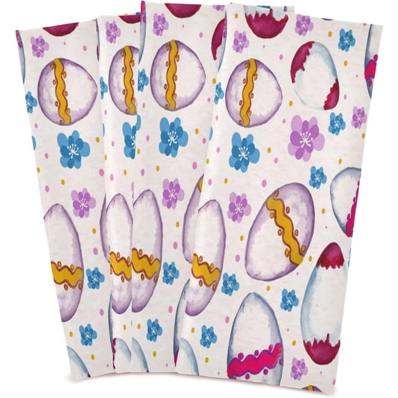 Dreamtimes Easter Egg Kitchen Dish Towel 4 Pack, Soft Absorbent Dishcloths Reusable Hand Towel Washable Tea Towels for Home Kitchen Bar Table Decor, 28 x 18 Inch
